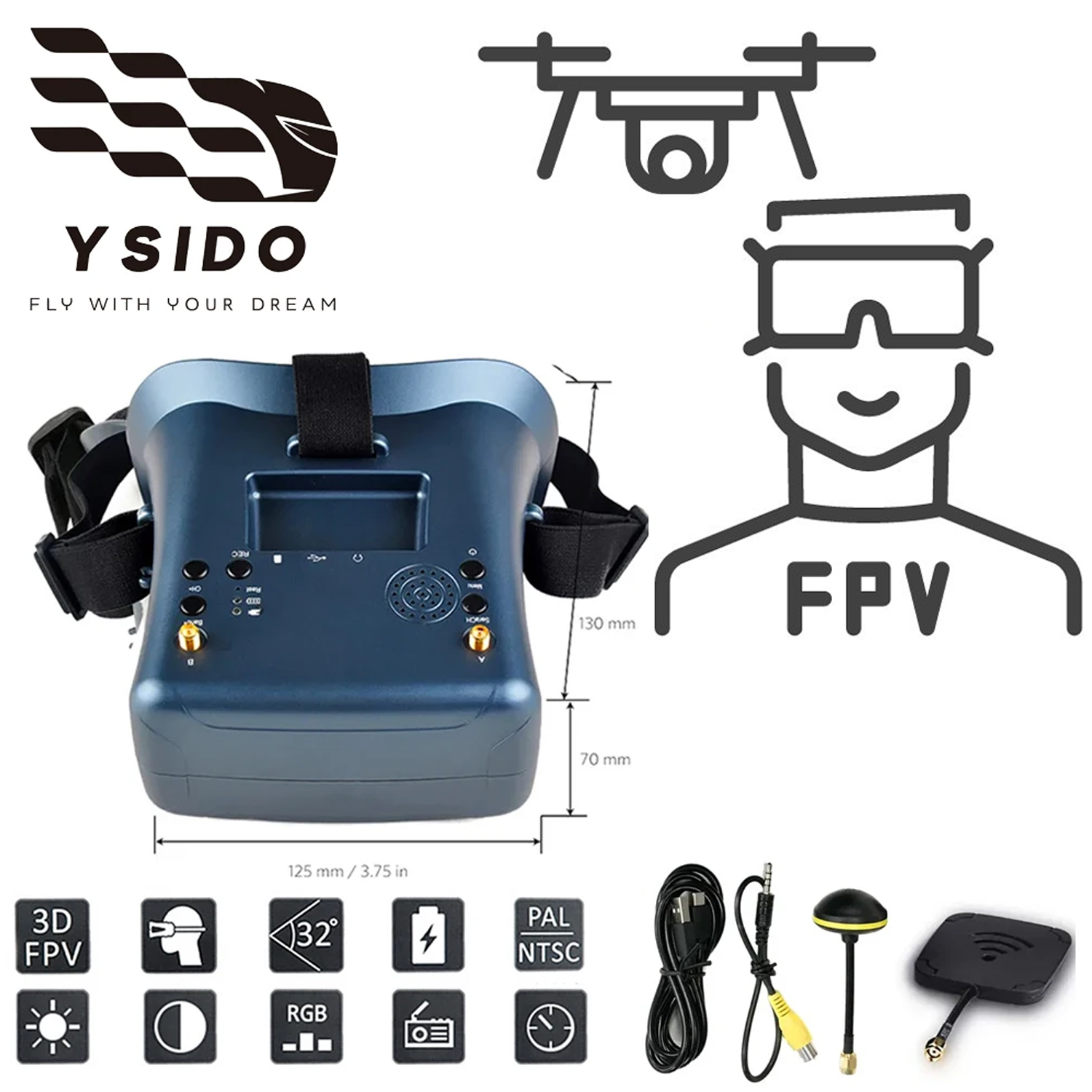 Skyzone Sky04O Pro Fpv Goggles - Okulary FPV 008D 5.8G 40CH 4.3-calowy